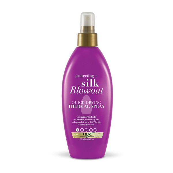 OGX Protecting + Silk Blowout Quick Drying Thermal Spray, 6 Fl Oz