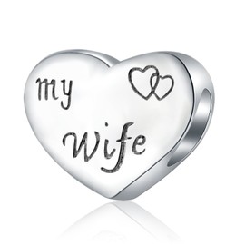I Love You Wife Charms 925 Sterling Silver,Family Heart Bead Charm for Bracelets,Wedding Anniversary Birthday Gifts for Lover,Gold Plated Rose Flower Jewellery