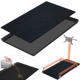 Uiifan 35 x 22 Inch Oil Drip Pan Compatible with 1, 250 lb Rotating Engine Stand Oil Drip Tray with Square No Splatter Pad Plastic Oil Drain Pan for Car Automotive Transmission Garage Driveway, Black