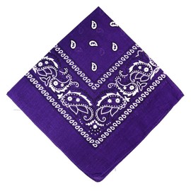 The Tie Co™ Paisley Bandana 55 x 55cm – Men’s Multi-Purpose Cotton Head, Neck, Face & Pocket Scarf - Purple