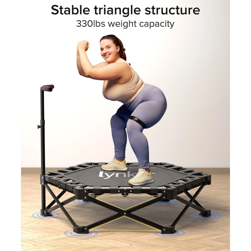 lynker 40" Silent Foldable Mini Trampoline - Low Impact Cardio