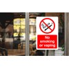 No smoking or vaping safety sign- 1.2mm Rigid plastic for