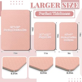 Drydiet 3 Pcs Sewing Machine Muffling Mat Pedal Mat Sewing Machine Pad No Slip Rubber Stay in Place Mats for Calms Vibration (Pink Gray,15 x 20 Inch,14 x 9 Inch,14 x 11 Inch)