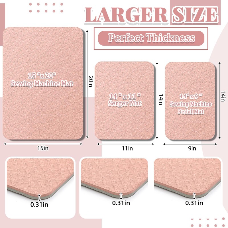 Drydiet 3 Pcs Sewing Machine Muffling Mat Pedal Mat Sewing