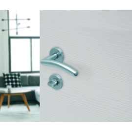 Beschläge Hamburg SBL 1084 Door Handles with Toilet / Bathroom Rosettes for Room Doors - Handle Set / Door Handle for Interior Doors, 54 mm Round in Matte Stainless Steel