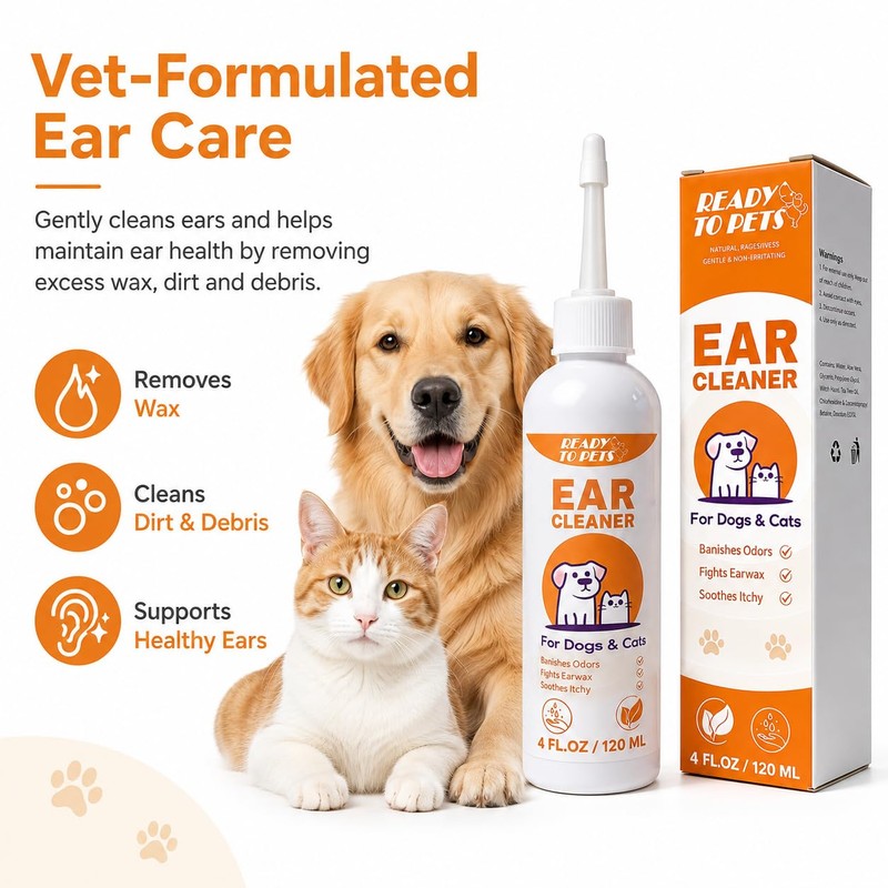 READY TO PETS Ear Cleaner – Otic Ear Care Solution