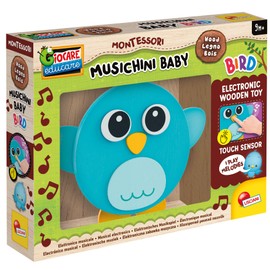 Lisciani - MONTESSORI MUSICHINI BABY BIRD - Sensory Musical Wooden Toys for Baby From 9 Months - Melodies and Lights via Touch Sensors - Awakening the Senses - Electronic Wooden Toys - Gift Idea