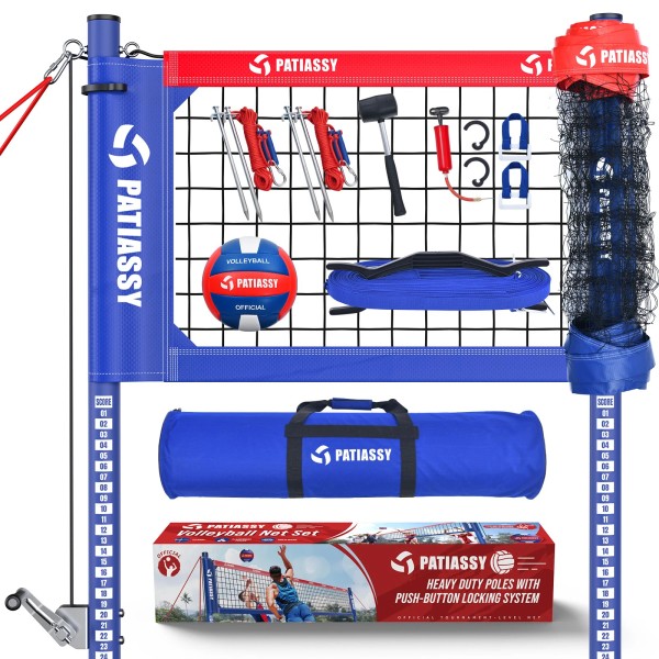 PATIASSY Volleyball Net for Backyard Outdoor Adjustable Height Aluminum Poles