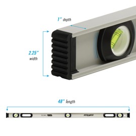 CHANNELLOCK 48-Inch, Professional-Grade Aluminum I-Beam Level with 3 Vials, 5100-0048