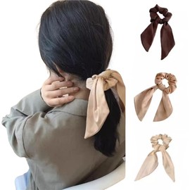 3 PCS Hair Scarf Scruncheis for Women-Bow Hair Ties Elastic Hair Bands Satin Ponytail Holder Hair Accessories for Girl (Style1, One size)