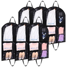 Funnymoom 6 Pcs Cheer Blue Garment Bags for Dance Costumes with 6 Pockets, 40" Waterproof Cheer Dance Costume Garment Bag, Hanging Clothes or Carried on the Back for Storage Cheerleading Uniform
