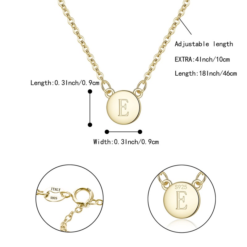 Brilove 925 Sterling Silver Initial E Necklace Double Side Round