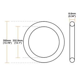 TA-VIGOR 1Pc Nitrile Rubber O-Rings, 350mm OD 332.8mm ID 8.6mm Width Rubber Washers Spacer O-Rings Gasket kit, Metric Sealing Gasket for Hose, Faucet, Automotive, Plumbing