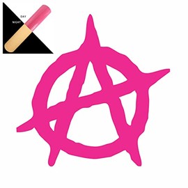 AMA SHOP Prespaced Sticker Fluorescent Anarchy Symbol Glow in the Dark| Car Stickers | Sticker for Helmet, Motorcycle, Camper | PVC Sticker for Wall Decal Mural