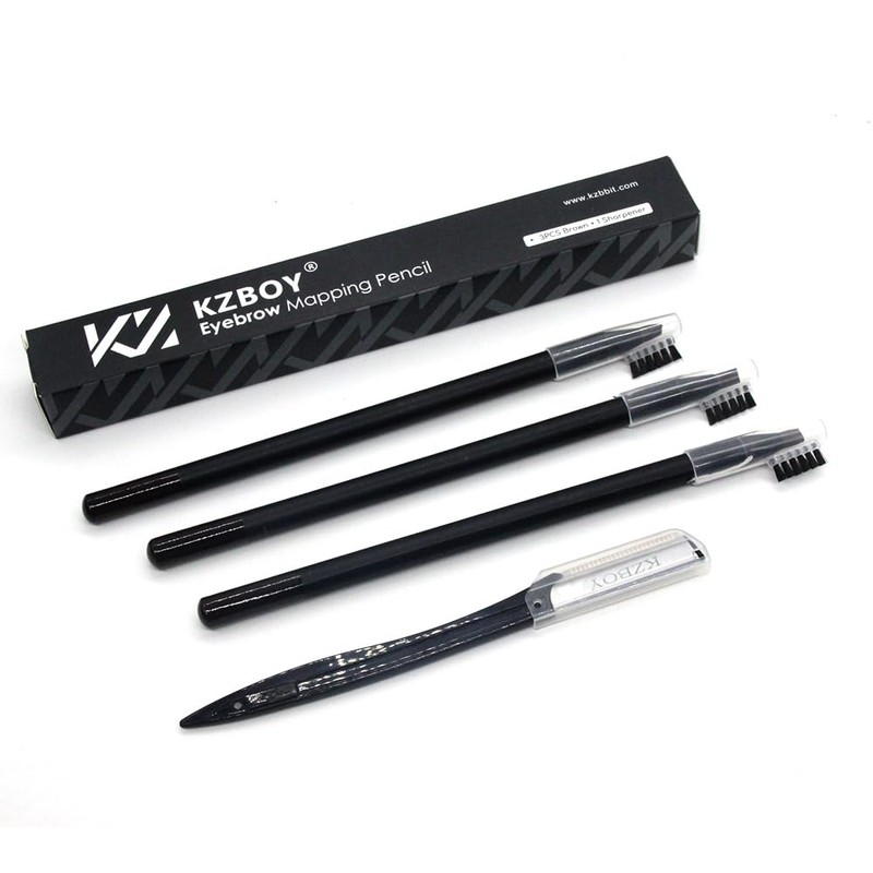 KZBOY Waterproof Microblading Eyebrow Mapping Pencils with a Sharpener (Brown)