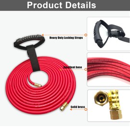 0386-1091 AH-24 Air Acetylene Torch Hose With Lashing Strap, 24FT "A" Fitting, Replacement Welding Hose Compatible with Torch AR-B/AR-MC Regulators, G4/PLF-A Handles, B/MC Tanks