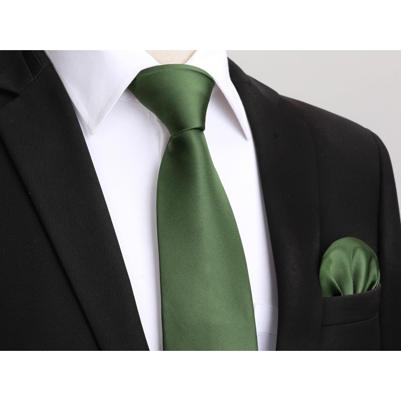 HISDERN Men's Tie Handkerchief Plain Tie & Pocket Square Set