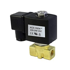 AceCrew Brass Solenoid Valve Viton 3/8 inch NPT 220VAC, 240VAC Normally Closed - flow control valve for fluid, gas, air