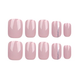 SEMTIM Nail Tips, 24 Pieces, Medium, Short False Nails, Short Nail Tips, Medium Long, Popular, Japanese Style, Cute, Simple, Stylish, Adult Ceremonies, School Entrance Ceremonies, Graduation