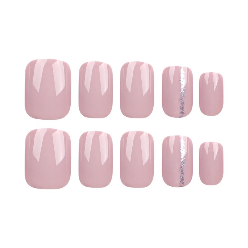 SEMTIM Nail Tips, 24 Pieces, Medium, Short False Nails, Short
