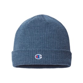 Champion mens Ribbed Knit Cuffed Beanie, One Size, Heather Slate Blue