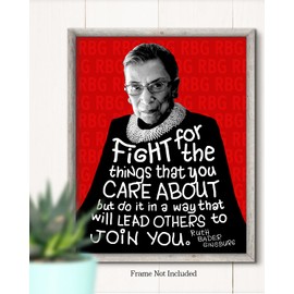 Arte de pared inspirador con cita de Ruth Bader Ginsburg – RBG motivacional arte de pared para decoración feminista – Gran regalo para una adolescente o niña – Decoración de pared de empoderamiento de mujeres – Impresión sin marco de 8 x 10 pulgadas