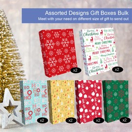 CoroRio 12 Pack Large Christmas Gift Box Bulk with Lips, 17x13x4 & 14.75X9.5X2.5 Inch Premium Gift Boxes with Lids for Presents, T-shirt, Robe, Sweater Cardboard Boxes for Christmas, Birthday