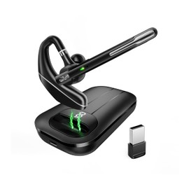 EKVANBEL Bluetooth Headset V5.3, Wireless Earpiece with 1000mAh Charging Case, 96H Talktime, Hands Free Noise Canceling Headphones with Dual-Mic for Computer Cell Phones Trucker Home Office Work