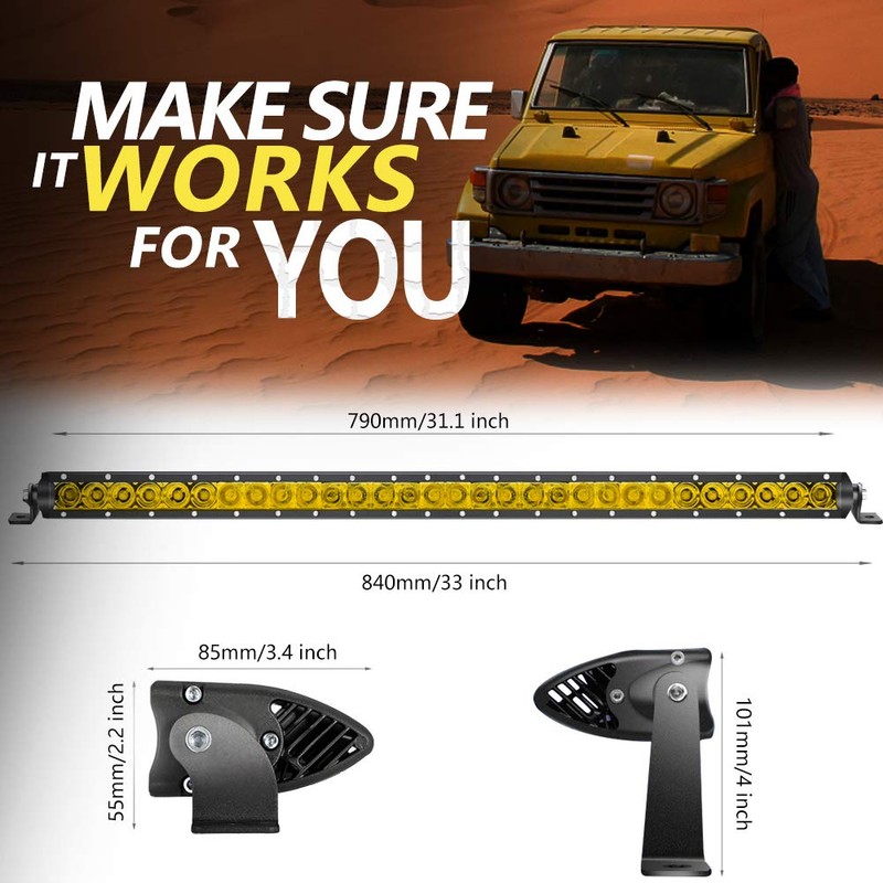 Chelhead 32 INCH Yellow Led Light Bar 150W Spot Flood