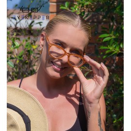 Eyekepper Cat Eye Reading Glasses for Women Oversize Ladies Readers - Brown +3.50