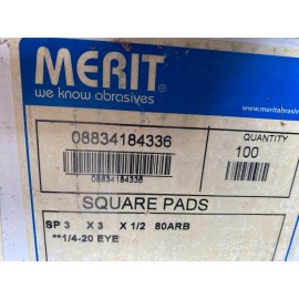 Merit 3 x 3 x 1/2 80 1/4-20 Alum Ox Sqr Pads EDP 08834184336 ***NEW PACK OF 4***