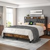 Homkdom Full Size Bed Frame, Upholstered Storage Headboard and Charging