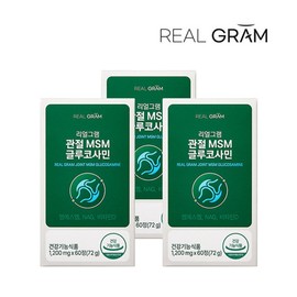 Realgram 리얼그램 관절 MSM 글루코사민 1200mg x 60정 3개 RealGram Joint MSM Glucosamine 1200mg x 60 Tablets (3 Packs)