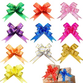 100 PCS Pull Bows Decorations, Festival Gift Boxes Packing Decoration, 33CM/2.99IN Gift Pull Bows for Valentines Day Christmas Wedding Party Birthday Holiday Presents Bags (10 Colors)