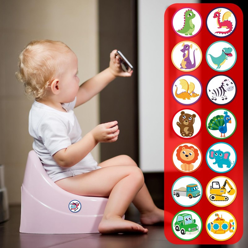30pcs Potty Training Stickers, 15 Patterns Animal Color Potty You