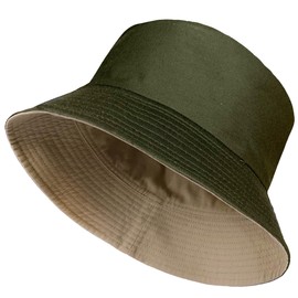 TOSKATOK® Unisex Reversible Cotton Summer Bucket/Bush HATS-KHAKI/SAND-60