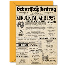 Stuff4 67th Birthday Cards for Men Women - Back in 1957 Newspaper - 67 Happy Birthday Anniversary Wedding Anniversary Card Vintage Born 1957 127mm x 178mm Congratulations Cards