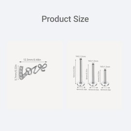 BCMON G23 Titanium LOVE Script CZ Flat Back Cartilage Stud 16G