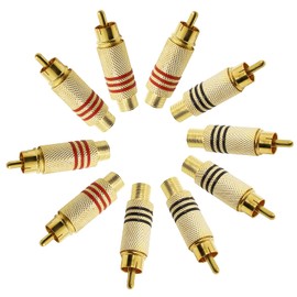 Aracombie RCA Male Connector RCA Stereo Cable Connector Mini Connector to RCA Male for Audio,Video (20pcs,Golden)