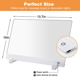 LED Note Board with Colors，LED Drawing Board for Kids, Light Up Acrylic Dry Erase Board with Stand,7 Markers, Rewritable Message Board Creative Fun for Home, Classrooms, Gifts（13.7X 10Inch）