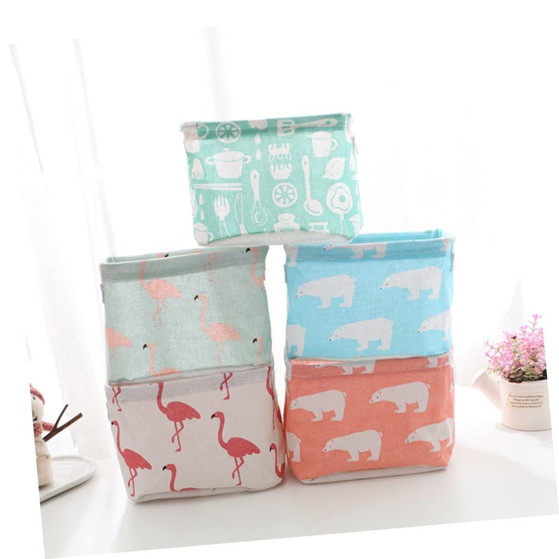 LABRIMP Flamingo Fabric Storage Bins with Handles Foldable Organizer for