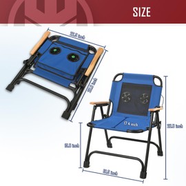 KNINE OUTDOORS Foldable Beach Chair Camping Chair with Fan, with USB-Powered Cooling System, for Camp, Beach, Fishing (Blue)