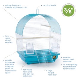 Prevue Pet Products South Beach Dome Top Bird Cage, Teal (SP50071),14 1/8" L x 11 1/4" W x 18 1/8" H