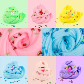 6 Pack Premium Scented Cloud Slime Kit, Smooth Slime with Peachybbies, Watermelon, Unicorn Fun Slime Add Ins, Super Soft Sludge Toy for Kids Girls Boys