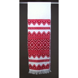 Rushnichok 200x30cm Ukrainian RUSHNYK Hand Embroidered Satin Stith Towel Red Black Slavic Wedding Decor