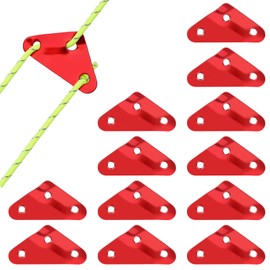 HOTUT Guyline Cord Adjuster, 12 Pcs Aluminum Rope Tensioner Cord Adjuster Wind Rope Buckle, Guy Rope Tensioners for Outdoor Activity, Tent Rope Adjuster for Hiking Camping Tent Accessory, Red