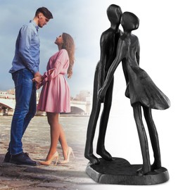 QCXWCJWD Couple Art Metal Ornament Figurine, Affectionate Kissing Couple Statue Romantic Heart Iron Sculpture, Modern Accents Abstract Figurine Decorative Gifts for Anniversaries Proposal Valentine