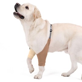 Dog Front Leg Joint Protector Sleeve,Elbow Sleeves with Pad for Medium Large Dogs Prevent Licking Wound_M(Brown)