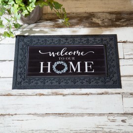 Evergreen Eucalyptus Welcome Sassafras Switch Mat Inserts, 22 x 10 Inches Interchangeable Front Door Mat Outdoor Entrance, Indoor Entryway Rug