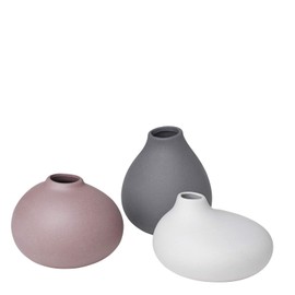 Blomus Vasen-65973 Set of 3 Vases, Pewter, Micro Chip, Bark, One Size